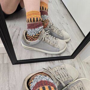 Birkenstock | Bend 'Whale Gray' tan suede neutral lace-up sneakers | WMS 9